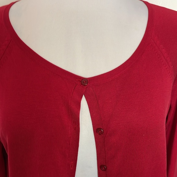 August Silk Knits Red Cartigan Embroidery Sequins Sleeve Back Floral Designs - Picture 2 of 12